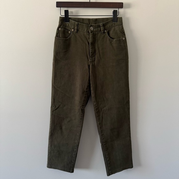 VINTAGE LAUREN JEANS CO. RALPH LAUREN STRAIGHT LEG JEANS OLIVE GREEN 4 PETITE - Picture 1 of 5